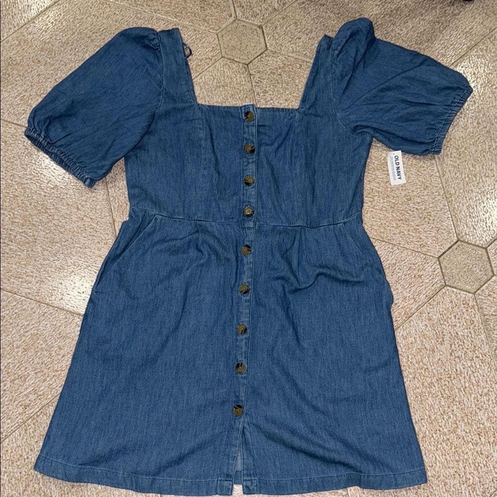 Old Navy Blue Denim Button-Down Dress